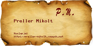 Preller Mikolt névjegykártya